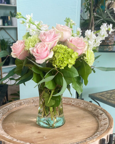 Perfectly Pink flower arrangement with pink roses