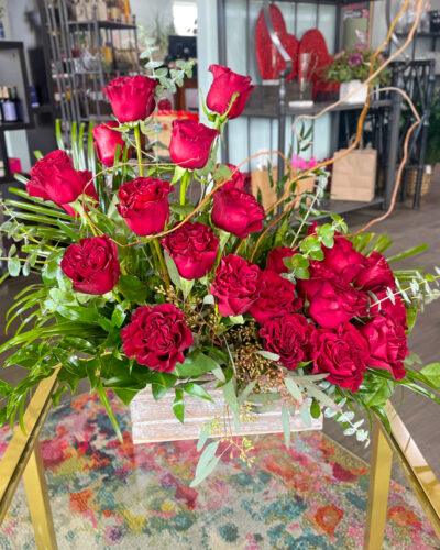 hidden heart red roses arrangement