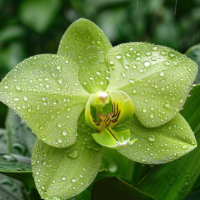 close up image of a green orchid